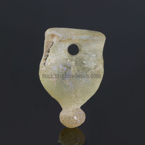 Ancient monochrome glass pendant, amphora shaped, 4 century BC